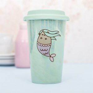 Travel Keramikbecher mit Silikondeckel "Meerjungfrau"